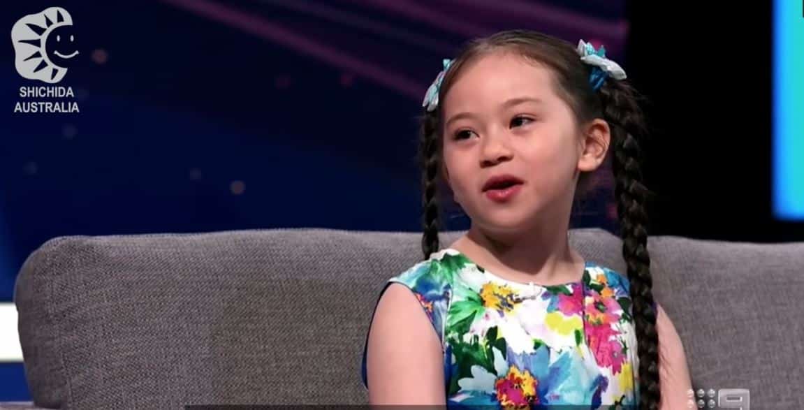 A young Shichida student featured on a TV show called This time next year - on channel 9. This girl memorized hundreds of complex piano pieces in one year.