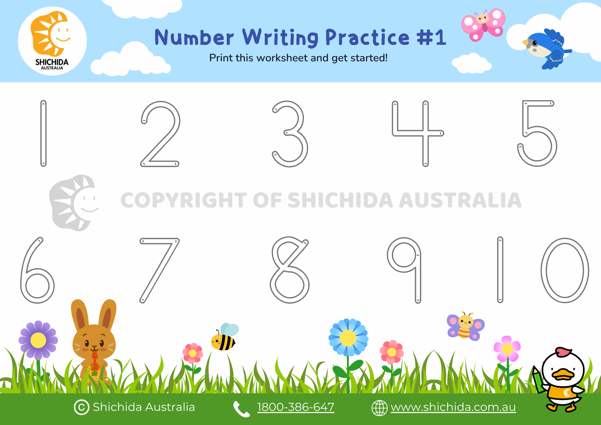 Number writing worksheet 1