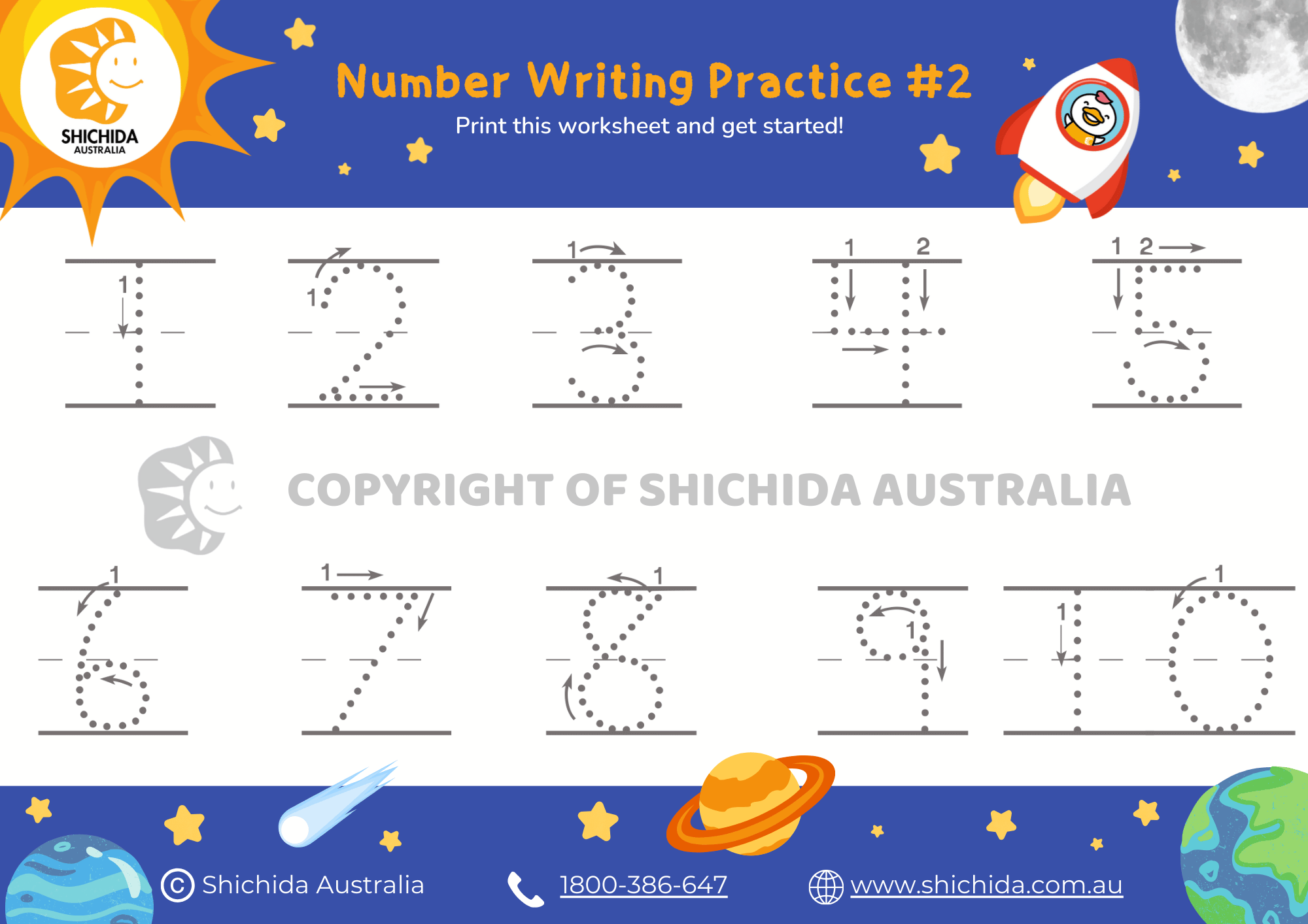 Number writing worksheet 2