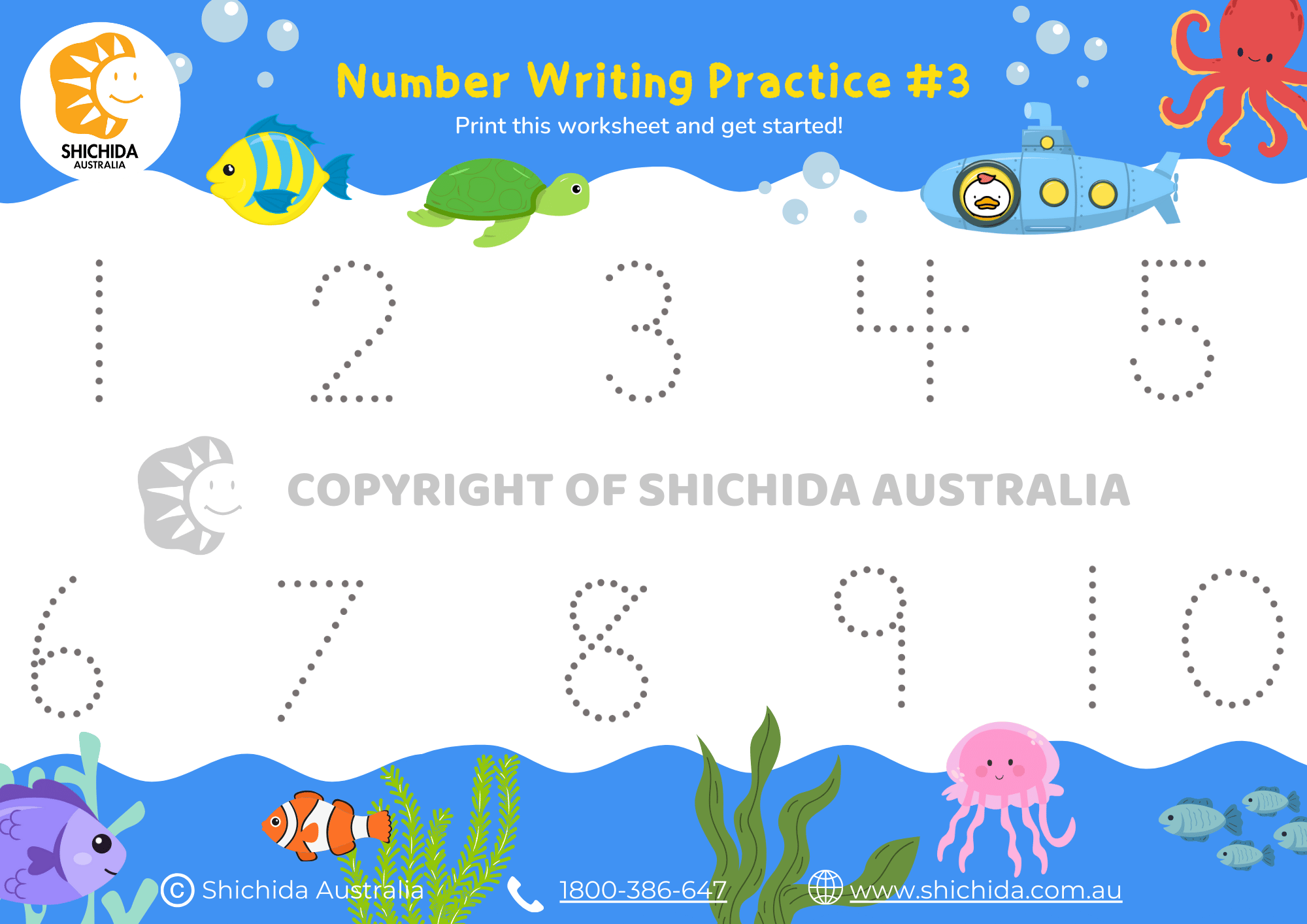 Number writing worksheet 3
