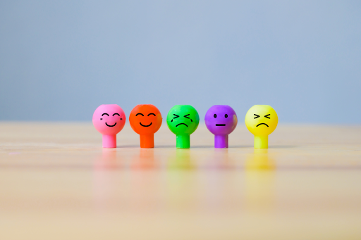 raising emotional intelligence - here we see a variety of emotions shown on little characters