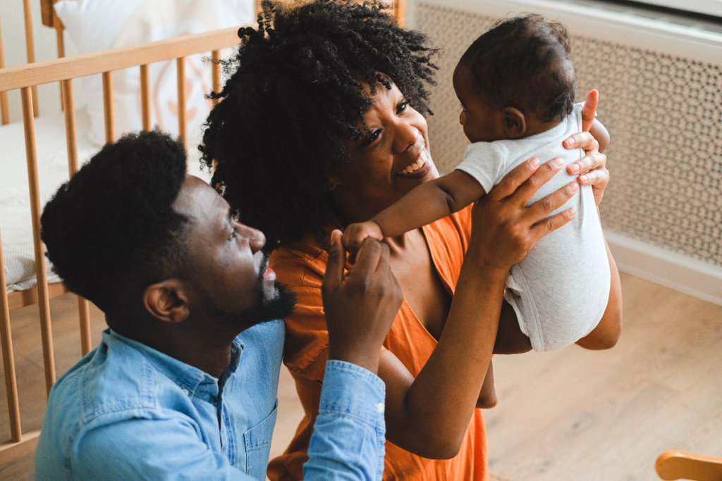 Enhancing parent and child bond, parents with a baby