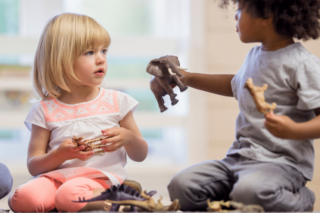 EQ tests for kids: Kids playing together and sharing toys