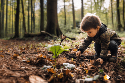 Embracing nature’s impact on child development, young child playing in nature
