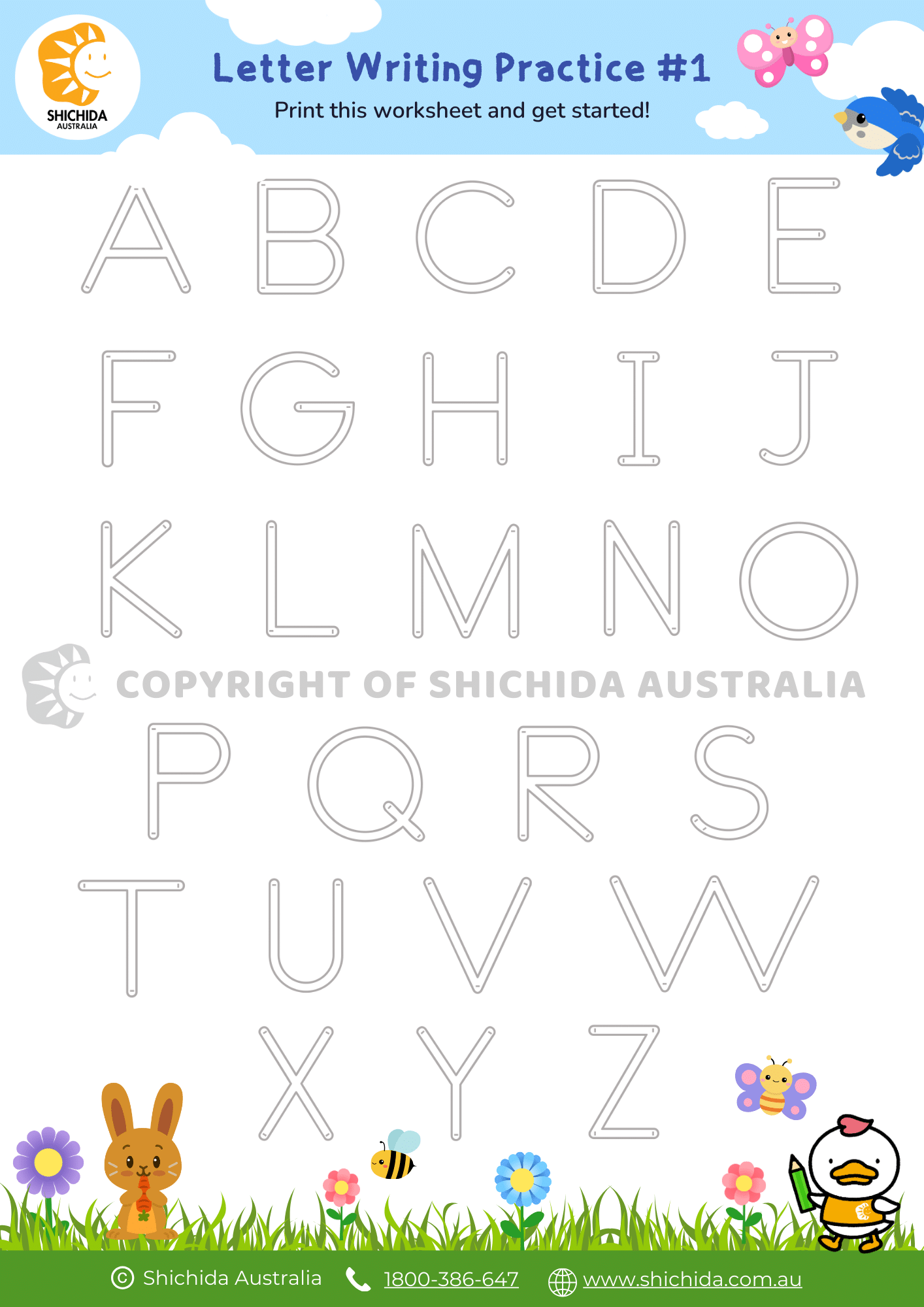 Alphabet printables, Alphabet Writing Worksheet 1