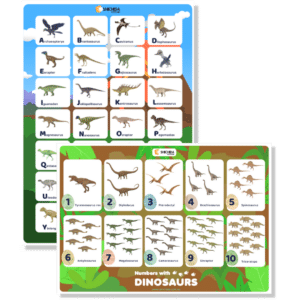 Dinosaur posters for learning alphabet and numbers
