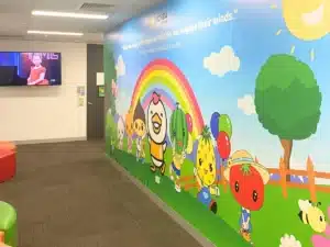 Colourful Mural with Shichida characters inside an early learning centre in Parramatta, Sydney