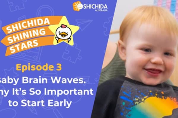 Episode 3 Shichida podcast image featuring a happy baby. Early Education For babies