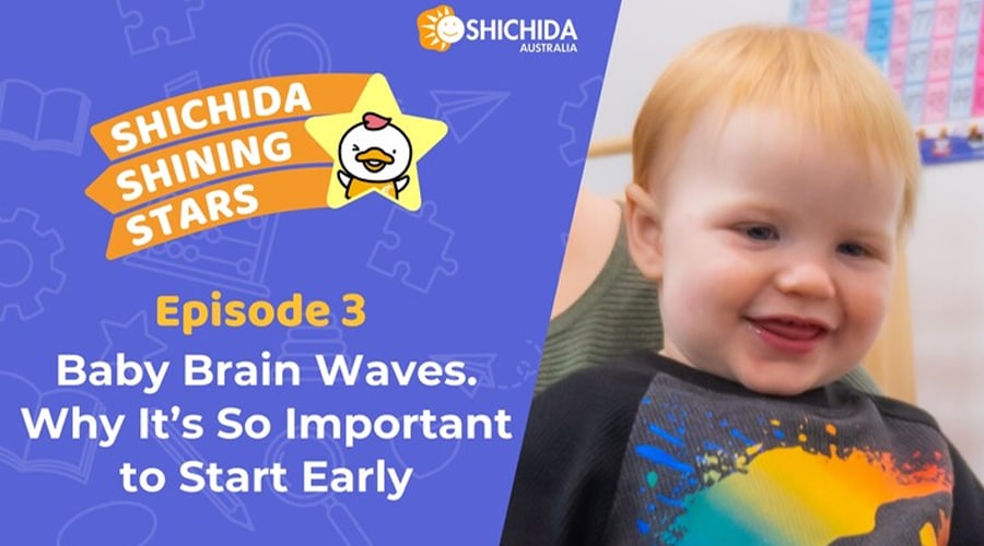 Episode 3 Shichida podcast image featuring a happy baby. Early Education For babies