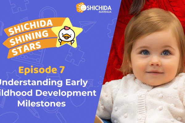 Episode 7 Shichida podcast image featuring a cute baby looking up for Understanding Baby Developmental Milestones