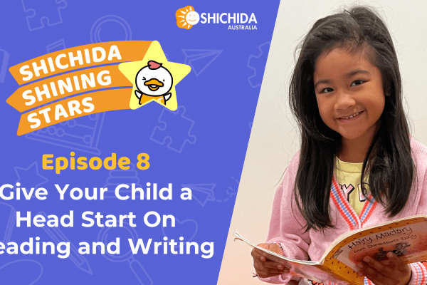 Episode 8 Shichida podcast about Teaching your child how to read and write, shows a young girl reading a book