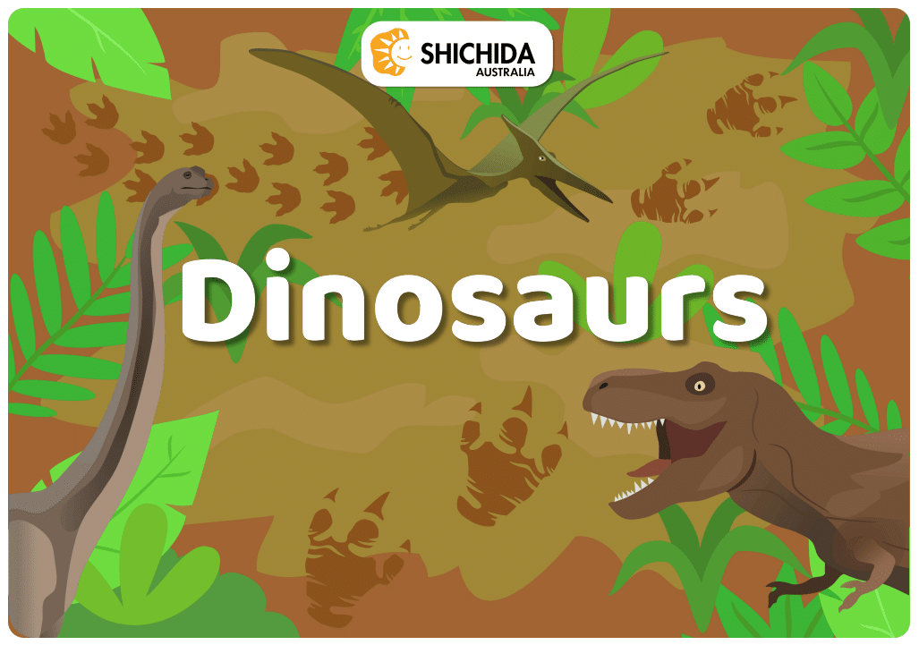 dinosaurs cover page for dinosaur flashcards