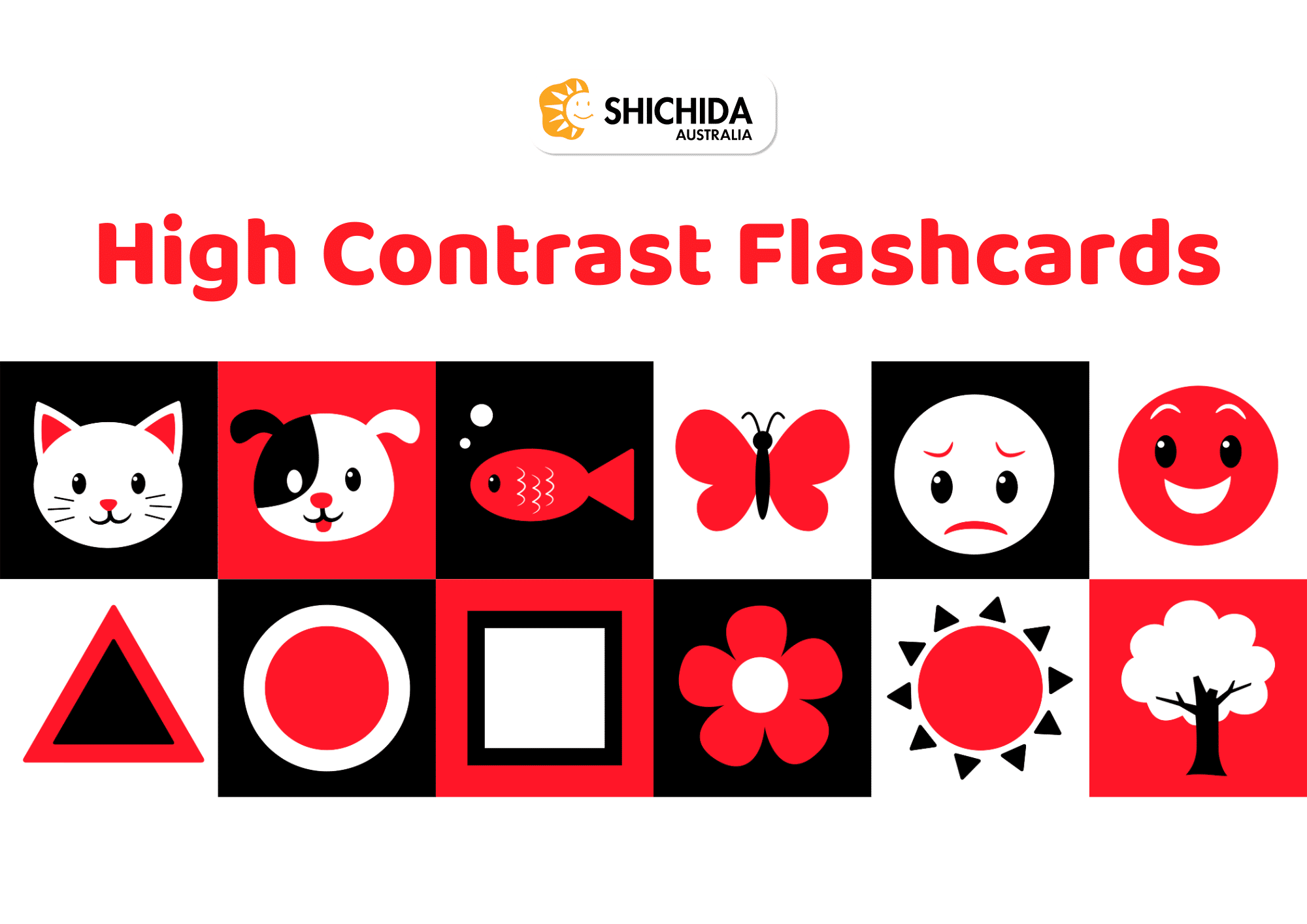 High Contrast Flashcards - Newborn Visual Stimulation Cards