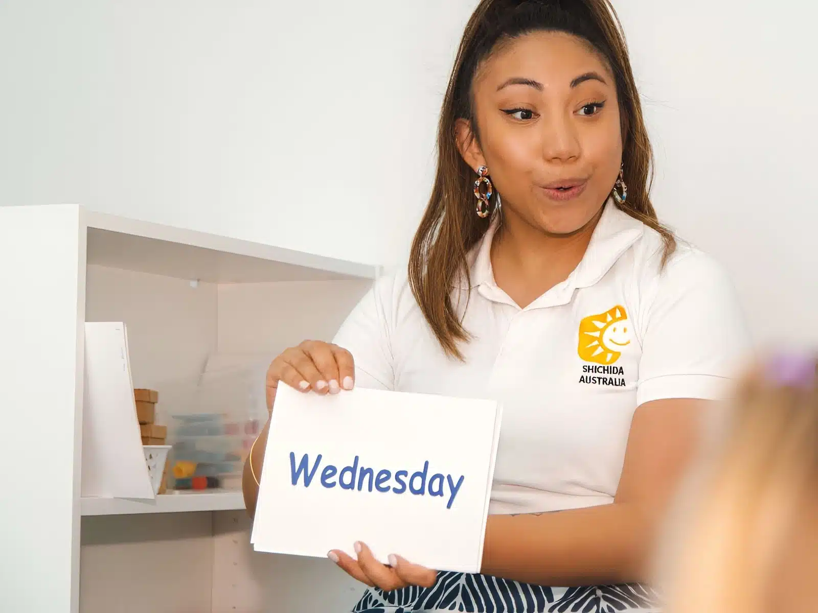 High-speed flashcards are used as part of literacy development in Shichida classes