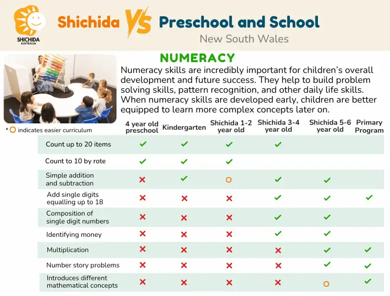 Comparison of Numeracy Activities: Shichida vs Preschool & School
