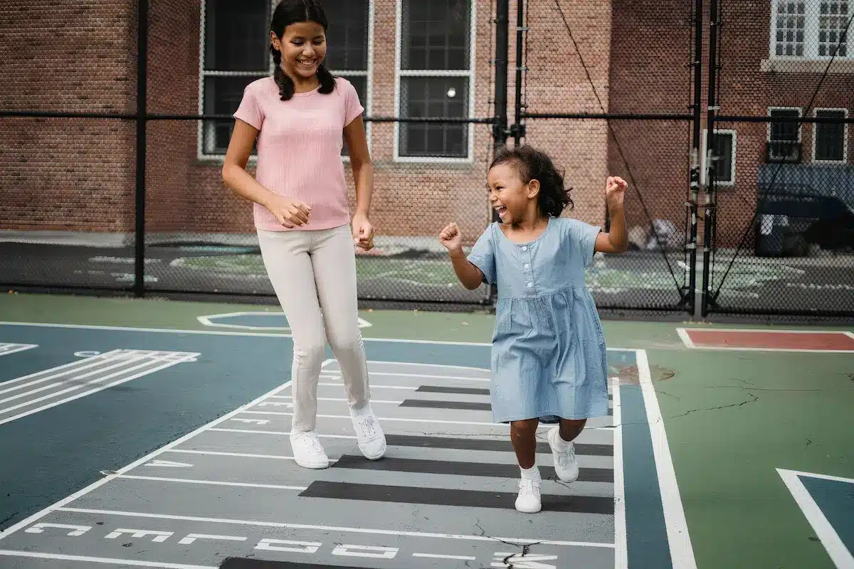 Outdoor motor skill games like hopping