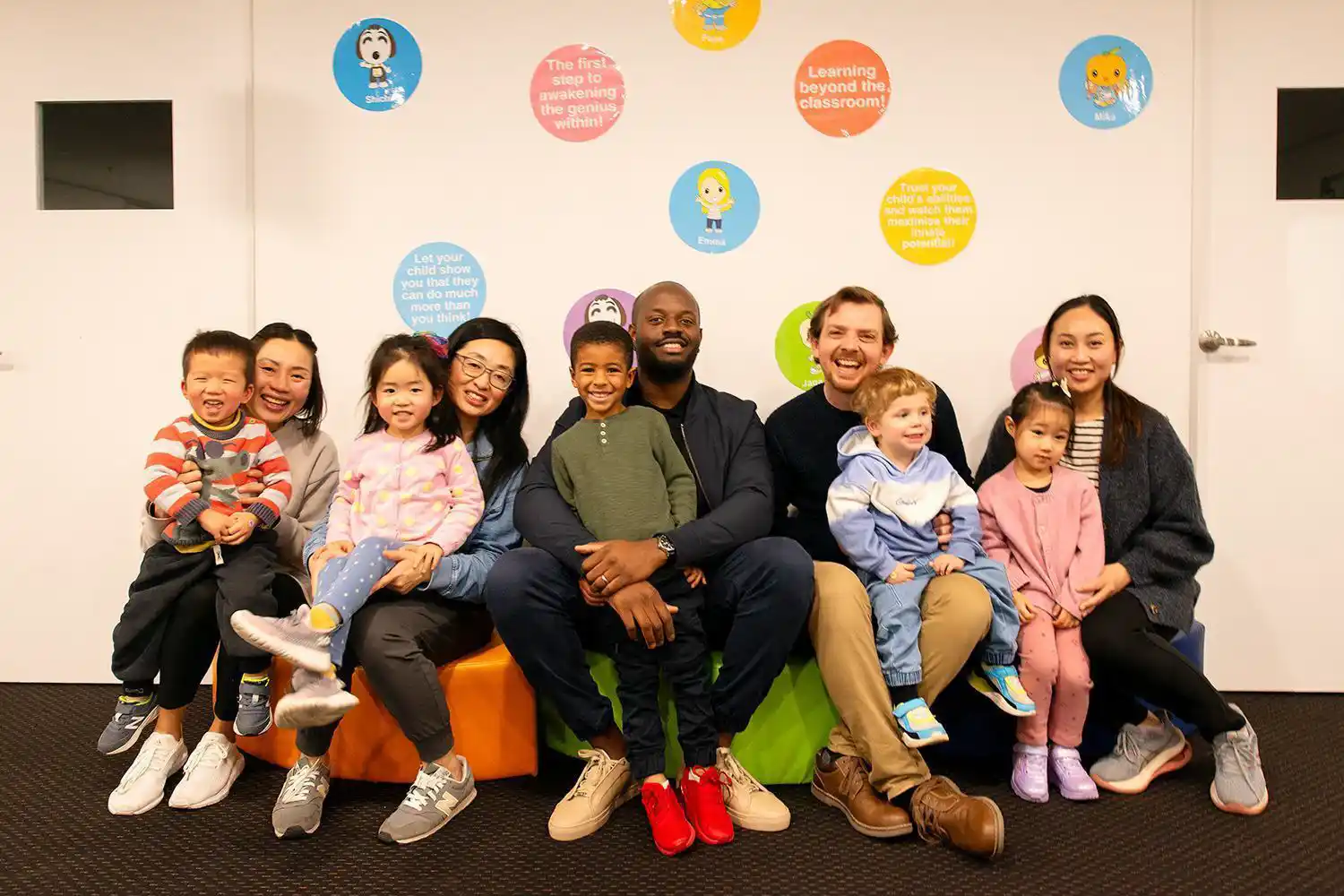 Parents and little ones ready for their Shichida session, discovering the shichida vs preschool differences firsthand.