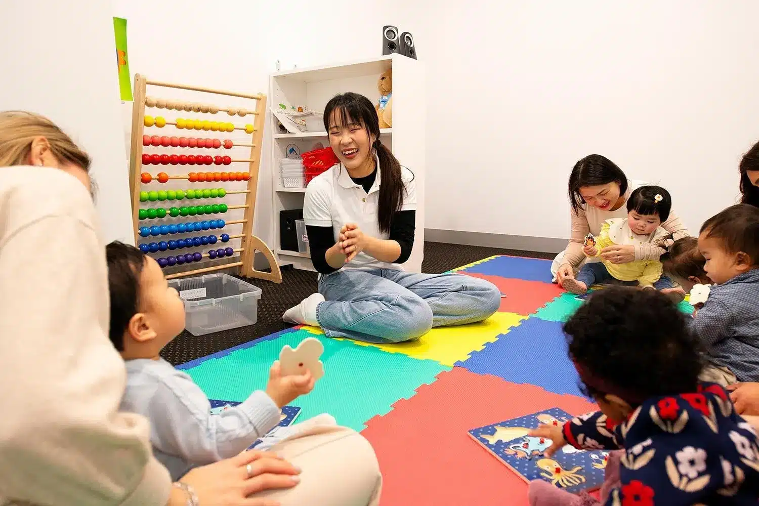 abacus background teacher baby parent