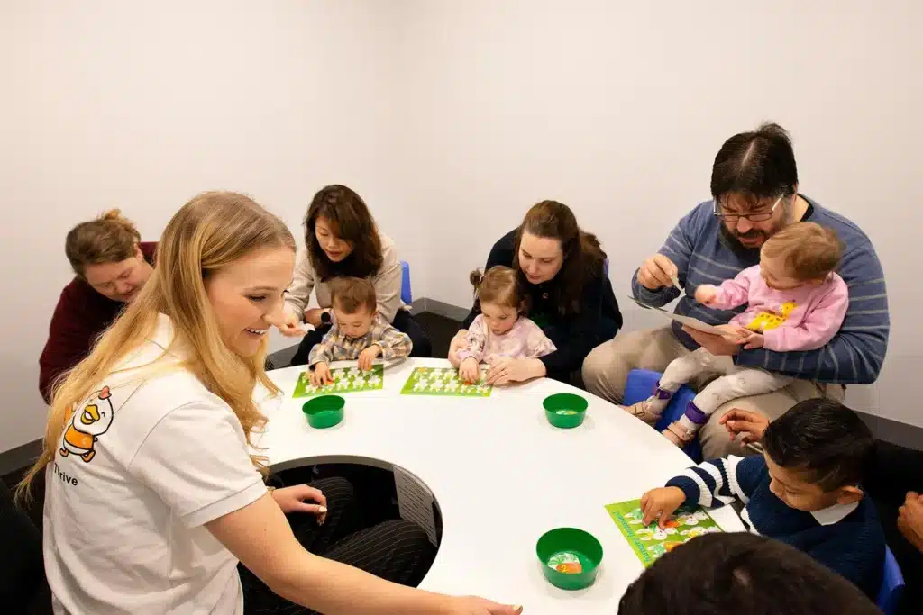 group of staff with kids